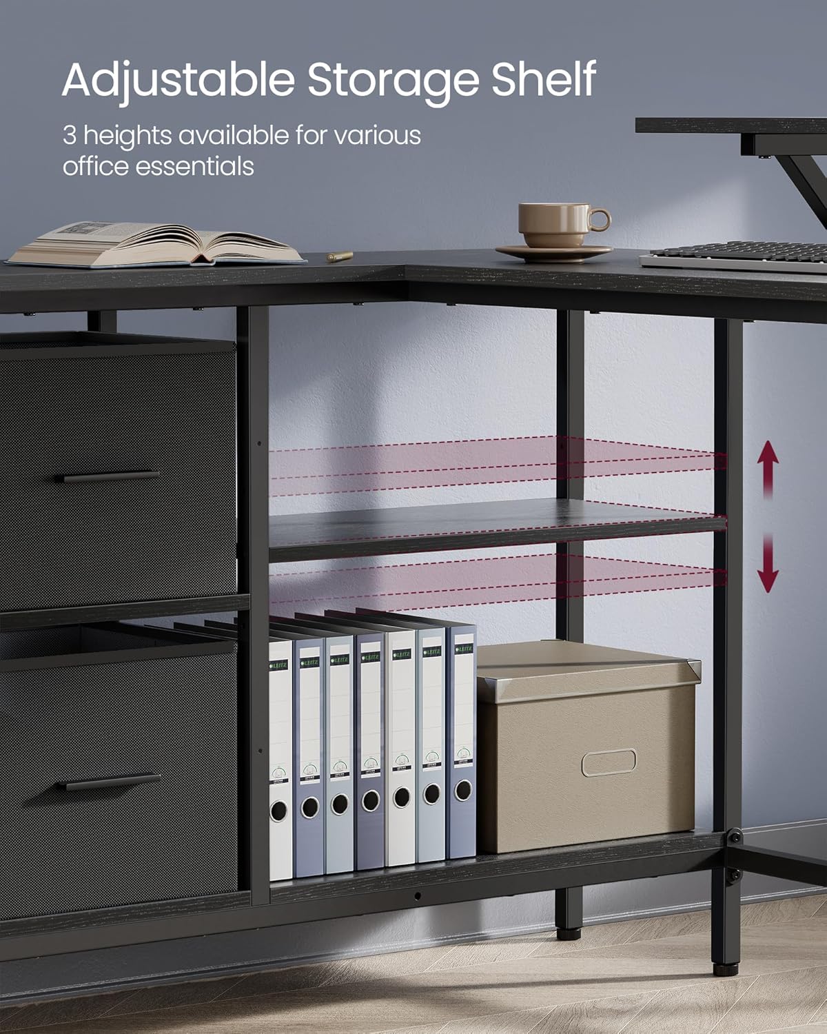 Rašomasis stalas, kampinis, VASAGLE - Image 4