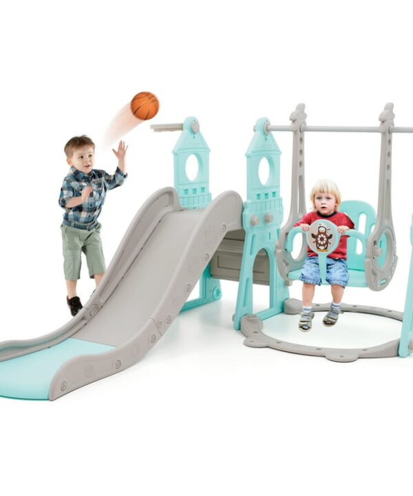 4-in-1 vaikų žaidimų aikštelė vidaus-lauko naudojimui skirta 1-5 m. vaikams.