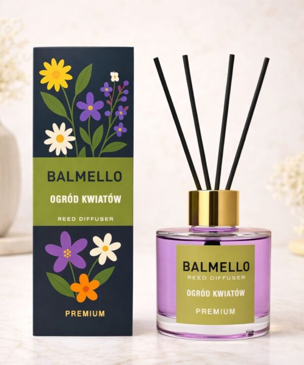 Namų kvapas su lazdelėmis BALMELLO GĖLIŲ SODAS PREMIUM 120 ml