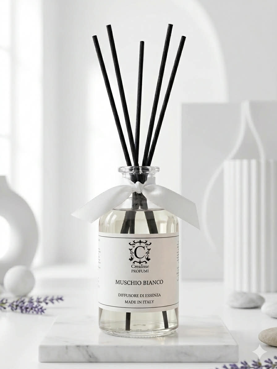 Namų kvapai su lazdelėmis Crealisse Muschio Bianco 250 ml.