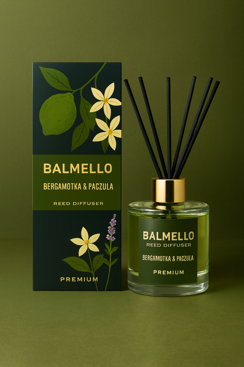 Namų kvapas su lazdelėmis BALMELLO BERGAMOTĖ IR PAČIULIS PREMIUM120 ml - Image 2