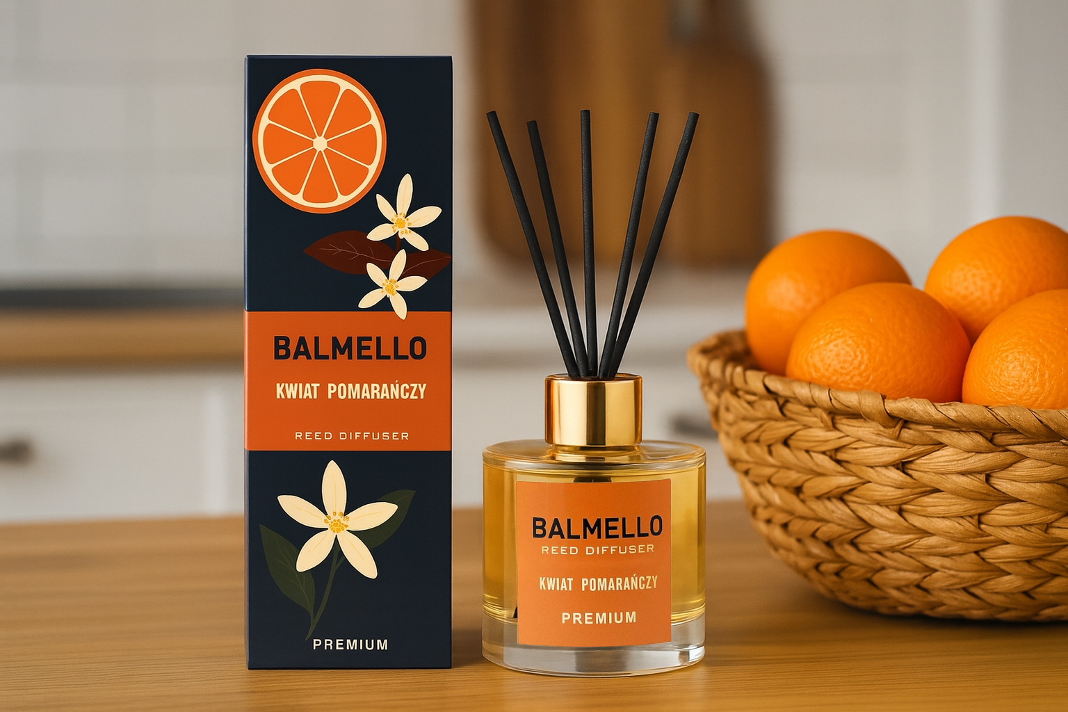 Namų kvapas su lazdelėmis BALMELLO APESINŲ ŽIEDŲ PREMIUM 120 ml - Image 3