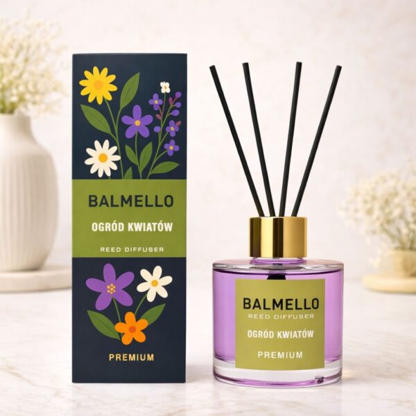 Namų kvapas su lazdelėmis BALMELLO GĖLIŲ SODAS PREMIUM 120 ml