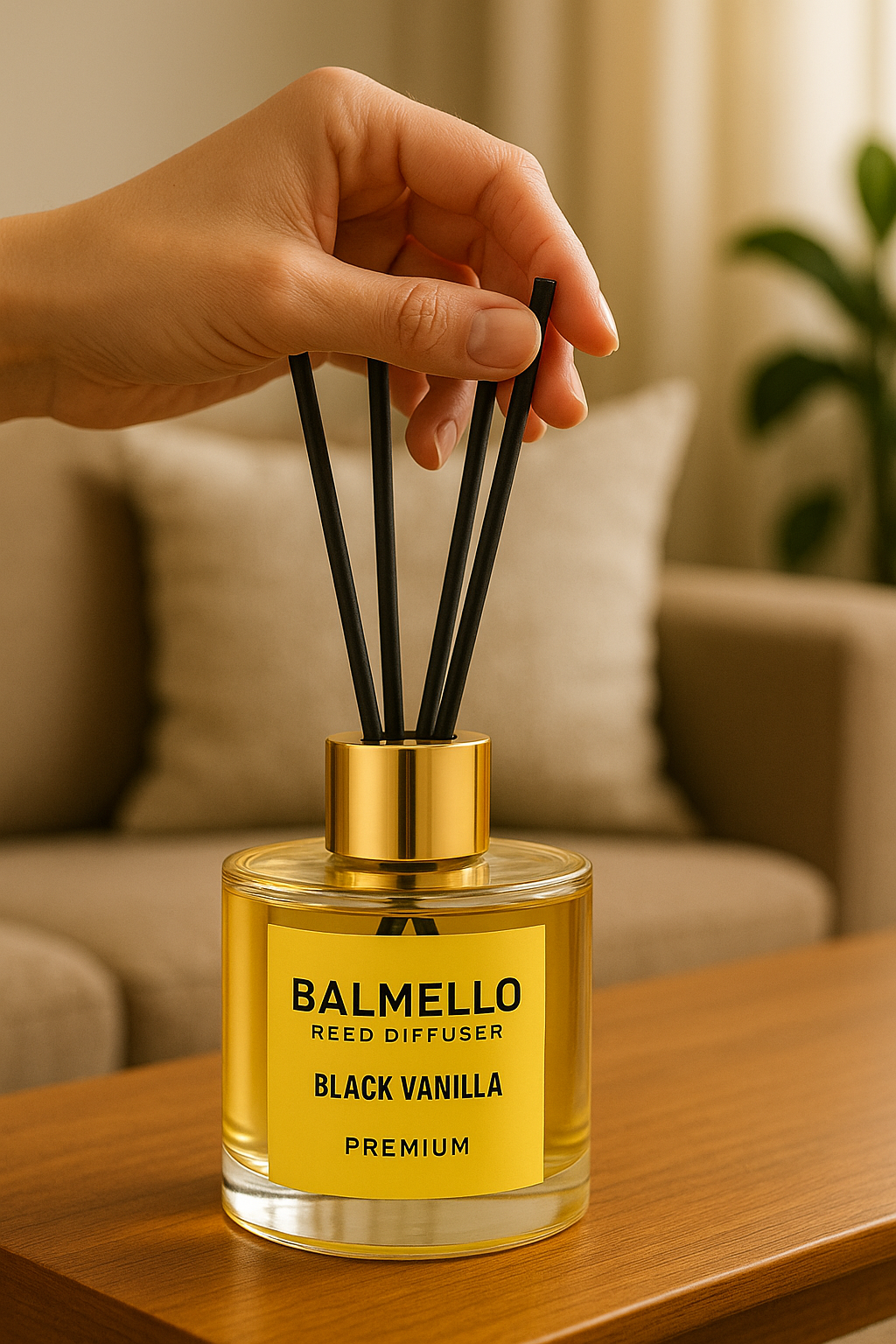 Namų kvapas su lazdelėmis BALMELLO JUODA VANILĖ PREMIUM 120 ml - Image 3