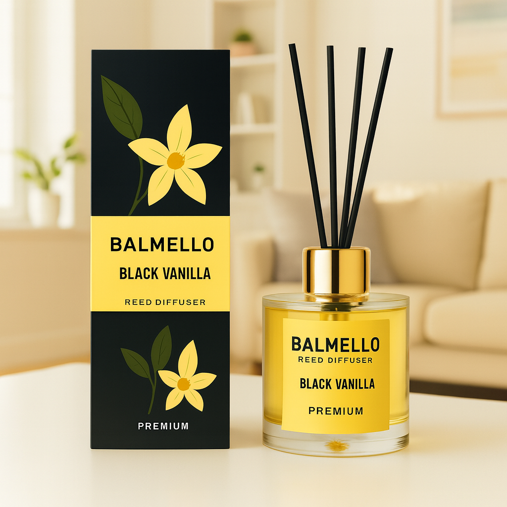 Namų kvapas su lazdelėmis BALMELLO JUODA VANILĖ PREMIUM 120 ml - Image 4