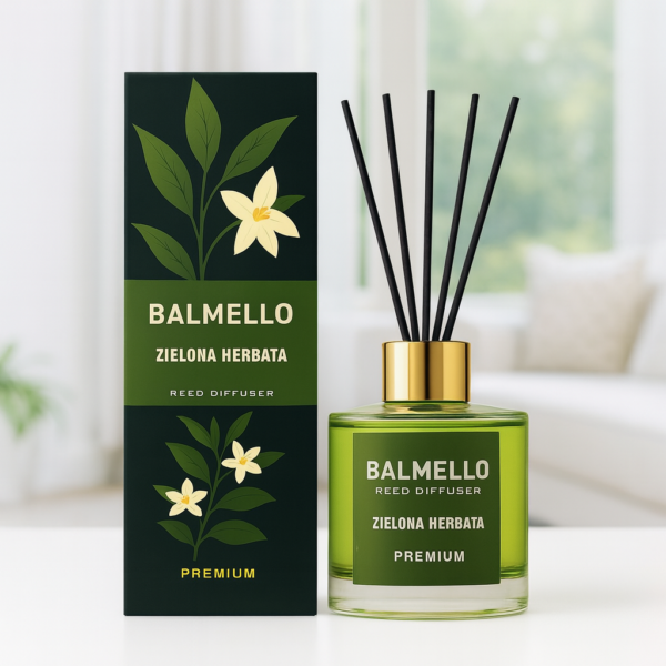 Namų kvapas su lazdelėmis BALMELLO ŽALIOJI ARBATA PREMIUM 120 ml