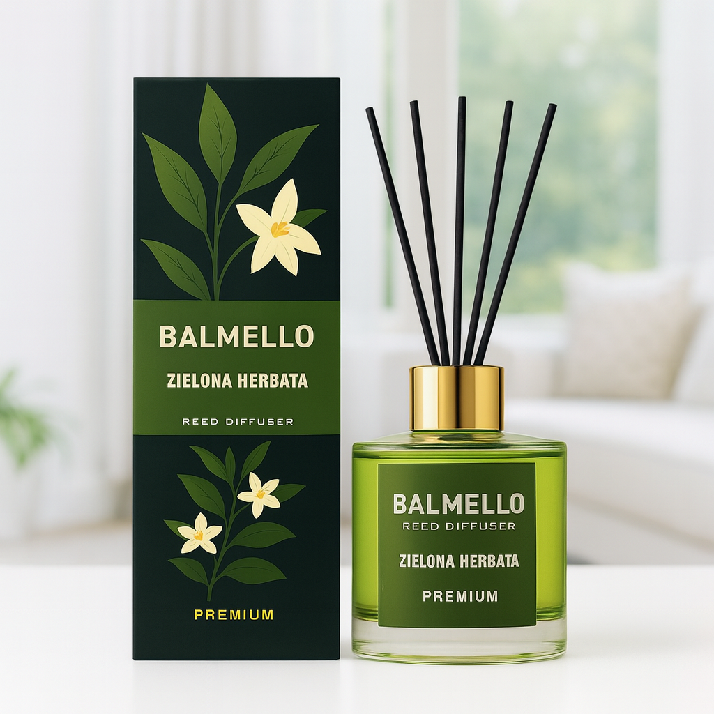 Namų kvapas su lazdelėmis BALMELLO ŽALIOJI ARBATA PREMIUM 120 ml