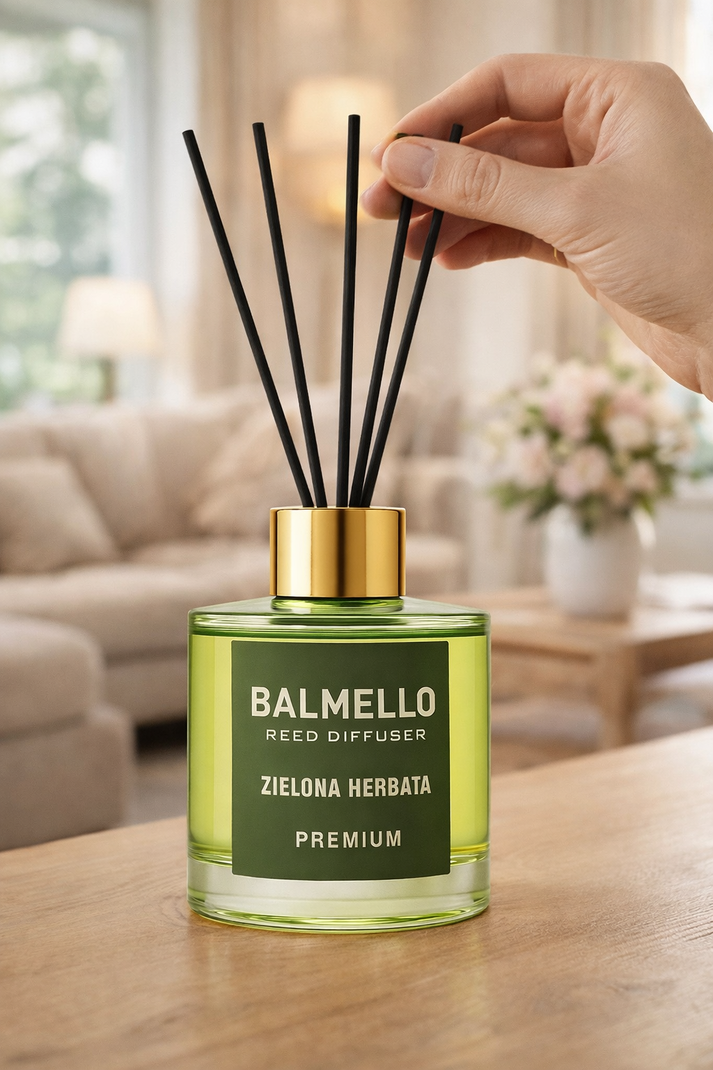 Namų kvapas su lazdelėmis BALMELLO ŽALIOJI ARBATA PREMIUM 120 ml - Image 2